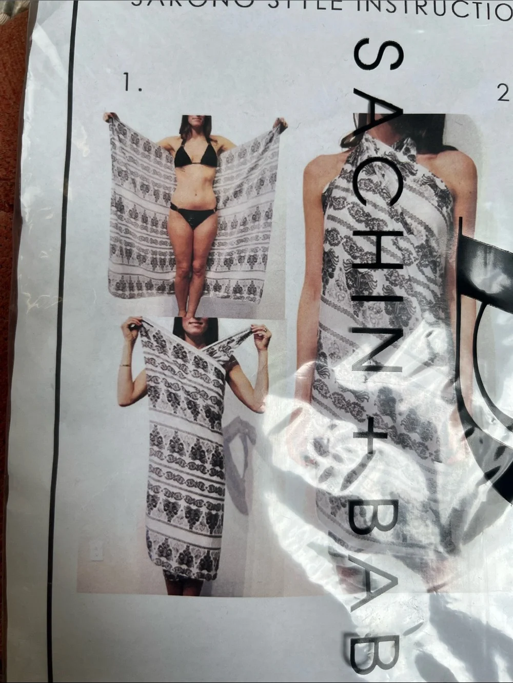 Sachin + Babi White and Black Printed Sarong Wrap Cover